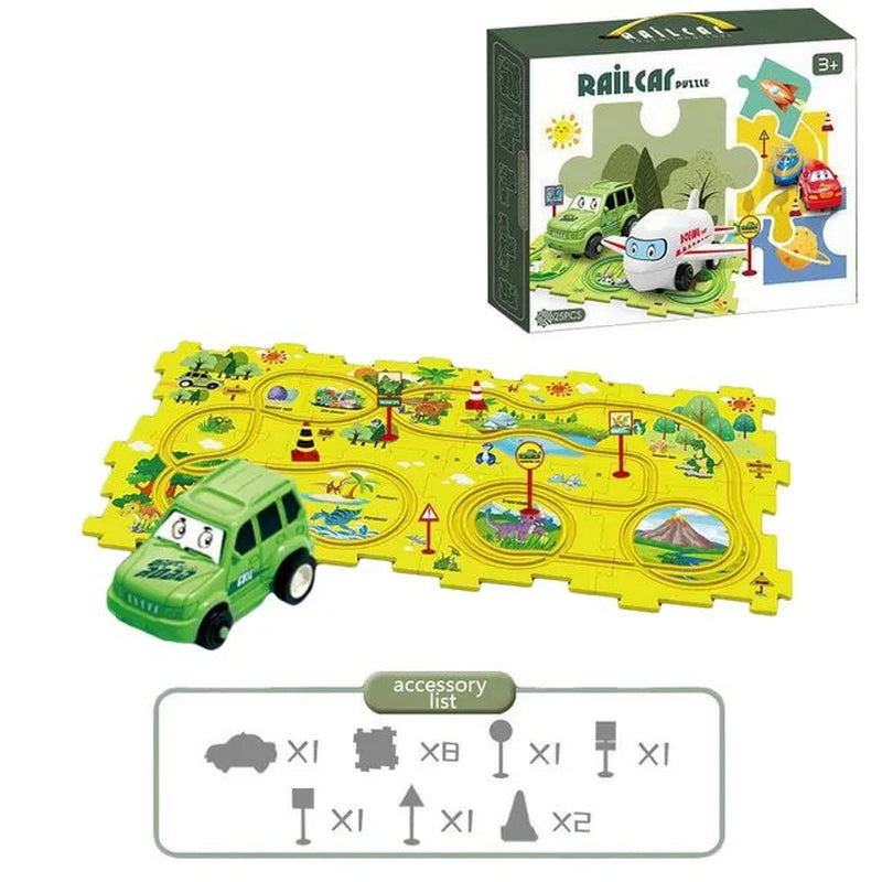 New Puzzle Set Children'S Toys Multi-Functional Railroad Car Mini Road Signs Diy Jigsaw Puzzle Toys Boys Girls Exquisite Gifts