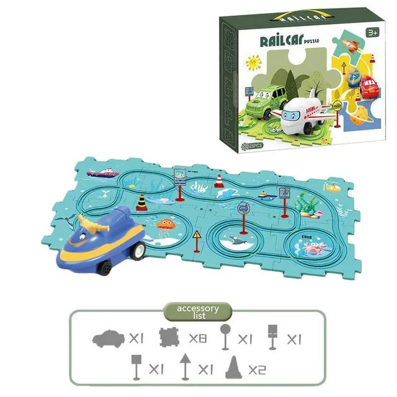 New Puzzle Set Children'S Toys Multi-Functional Railroad Car Mini Road Signs Diy Jigsaw Puzzle Toys Boys Girls Exquisite Gifts