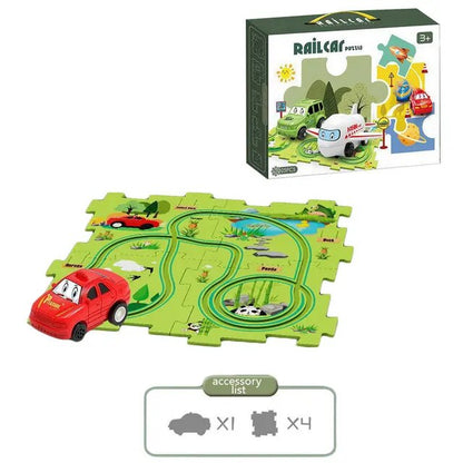 New Puzzle Set Children'S Toys Multi-Functional Railroad Car Mini Road Signs Diy Jigsaw Puzzle Toys Boys Girls Exquisite Gifts