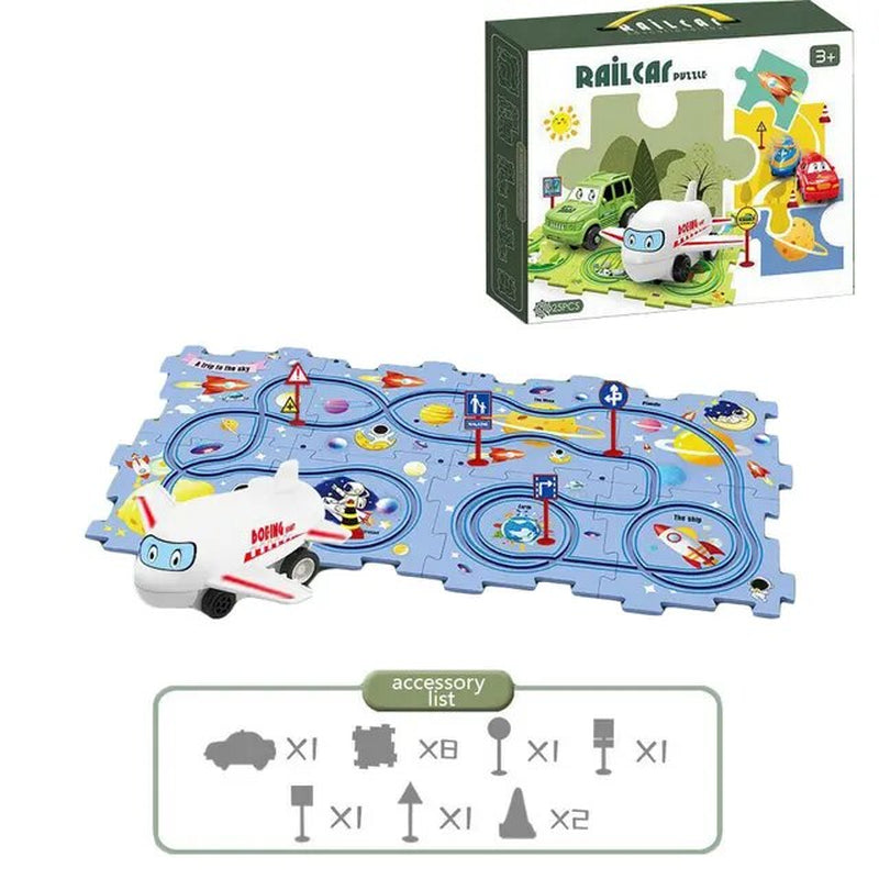 New Puzzle Set Children'S Toys Multi-Functional Railroad Car Mini Road Signs Diy Jigsaw Puzzle Toys Boys Girls Exquisite Gifts